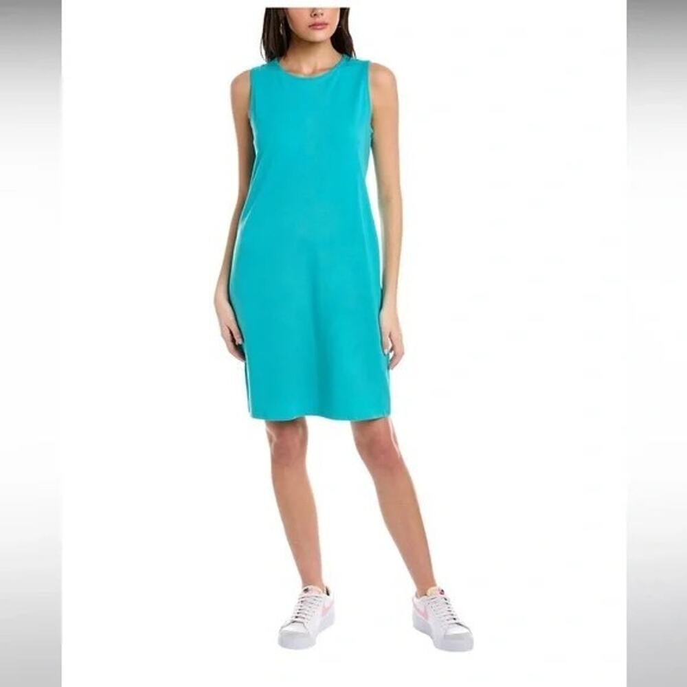 Eileen Fisher Organic Cotton Teal Jersey Tank Mini Dress XS